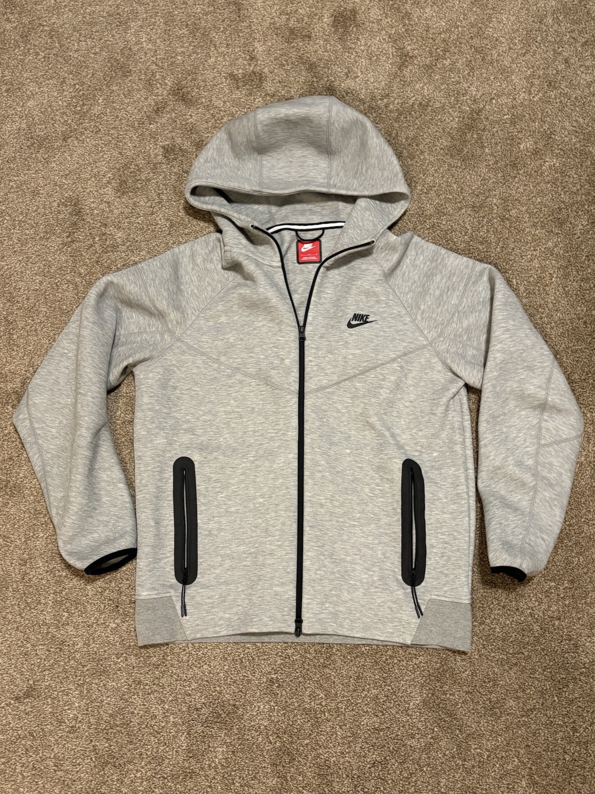 Nike Sportswear Fleece Full-Zip Hoodie Sweatshirt Grey, Size L, Mens