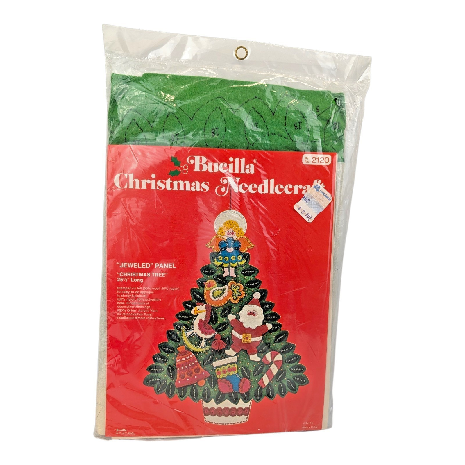Vintage Bucilla Kit 2120 Jeweled Panel Christmas Tree Applique Felt Sequins NOS Vintage Bucilla Kit 2120 Jeweled Panel Christmas Tree Applique Felt Sequins NOS