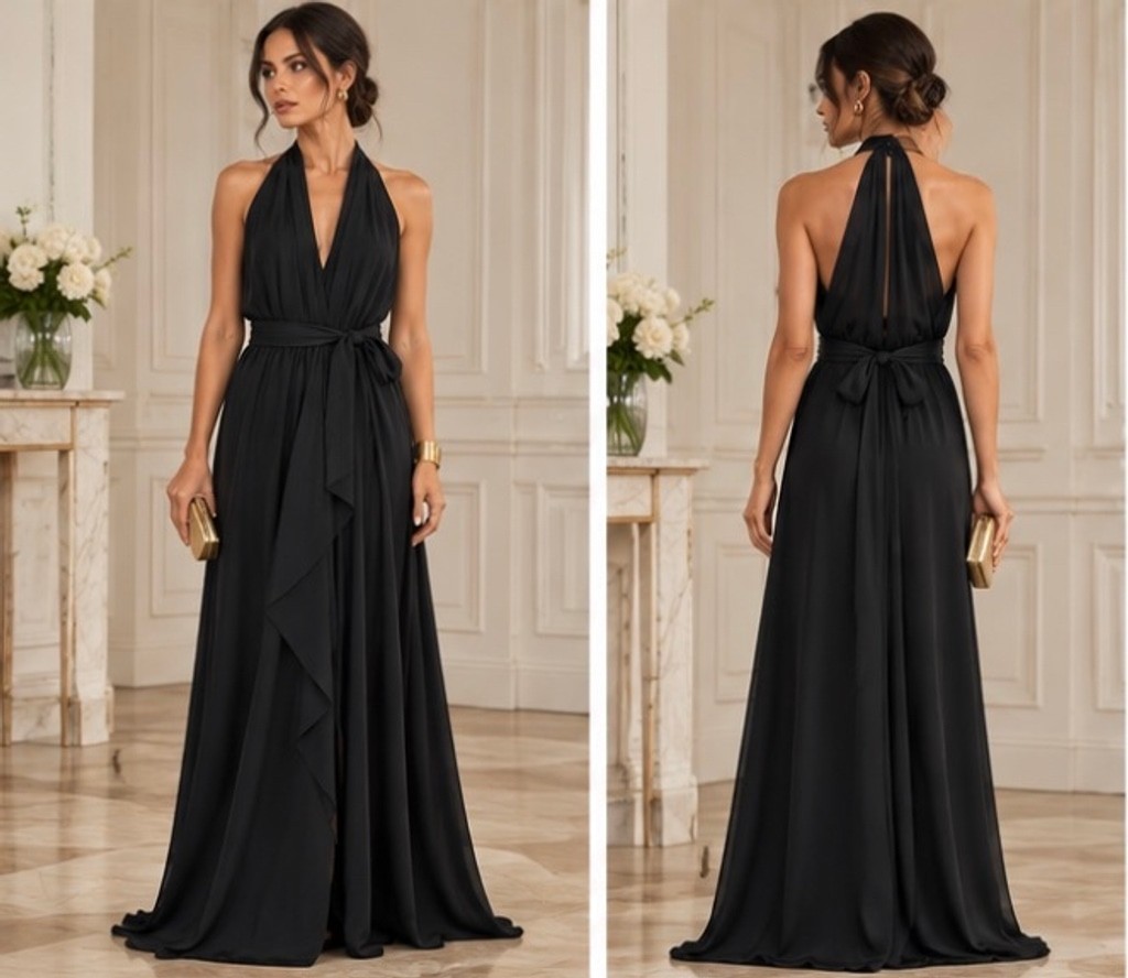 Halston Heritage Black Maxi Dress Size XL