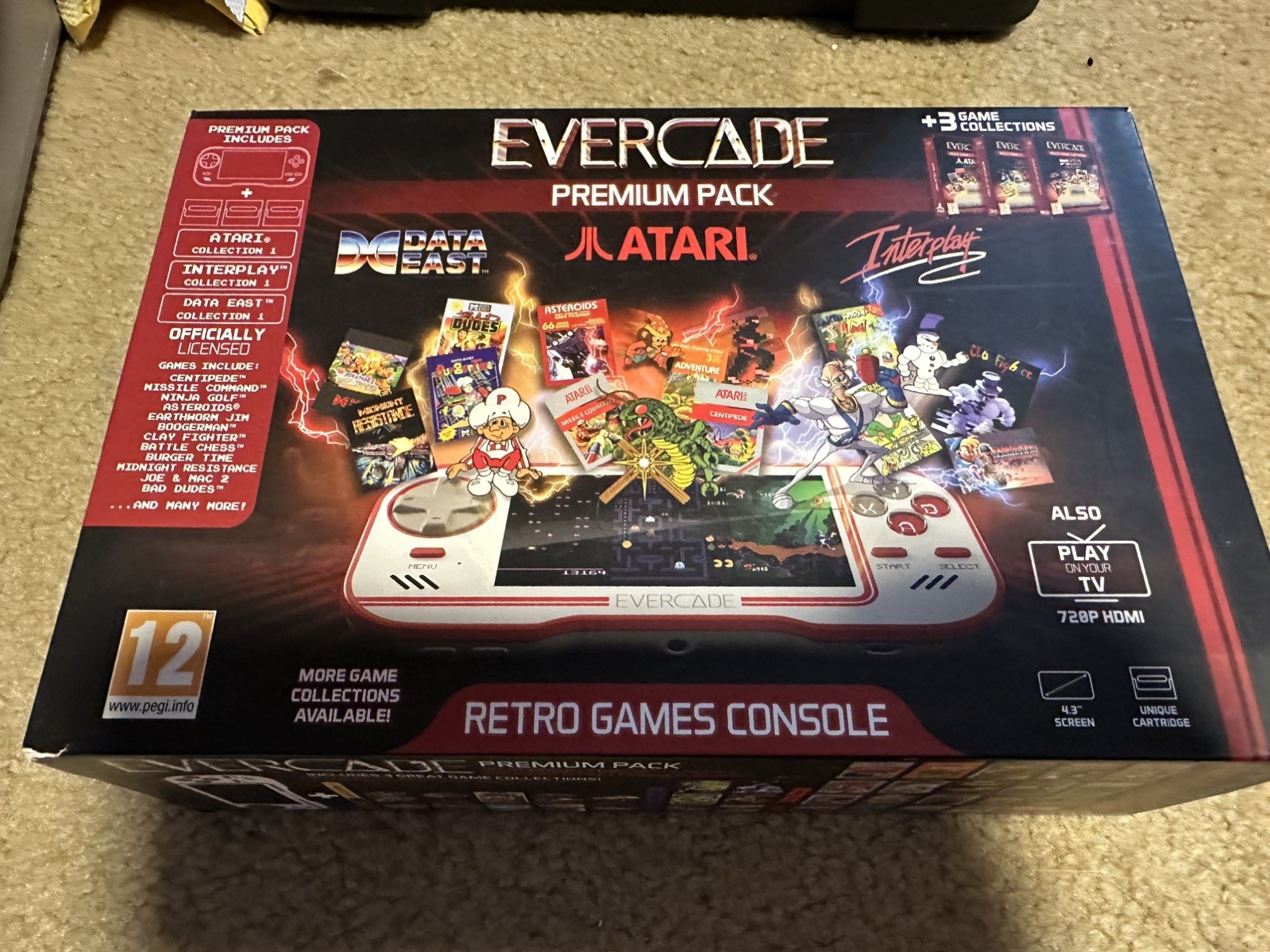 Evercade Handheld Premium Pack w/ 3 Games Atari Collection 1