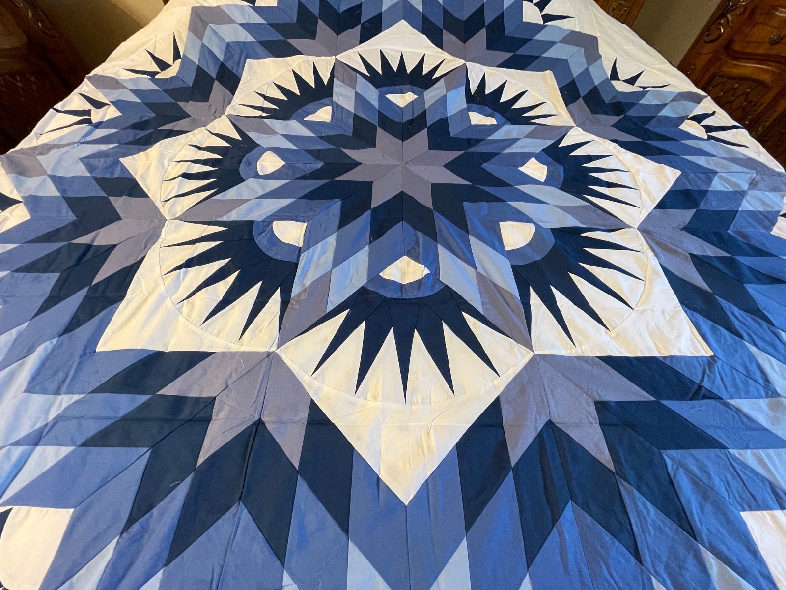 Holiday Sale Machine pieced  Queen  Size  Quilt  Top made  in USA #C-001