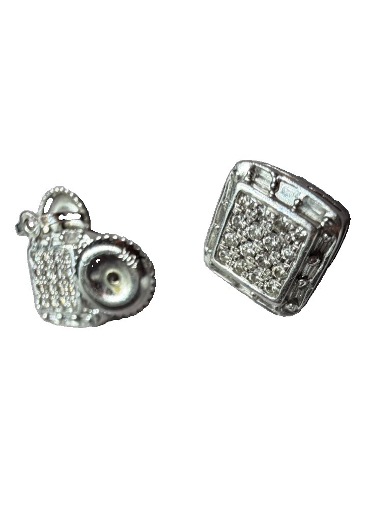 10K Real Solid White Gold Earrings, Signed, Natural Diamonds 2.12ct 10K Real Solid White Gold Earrings, Signed, Natural Diamonds 2.12ct