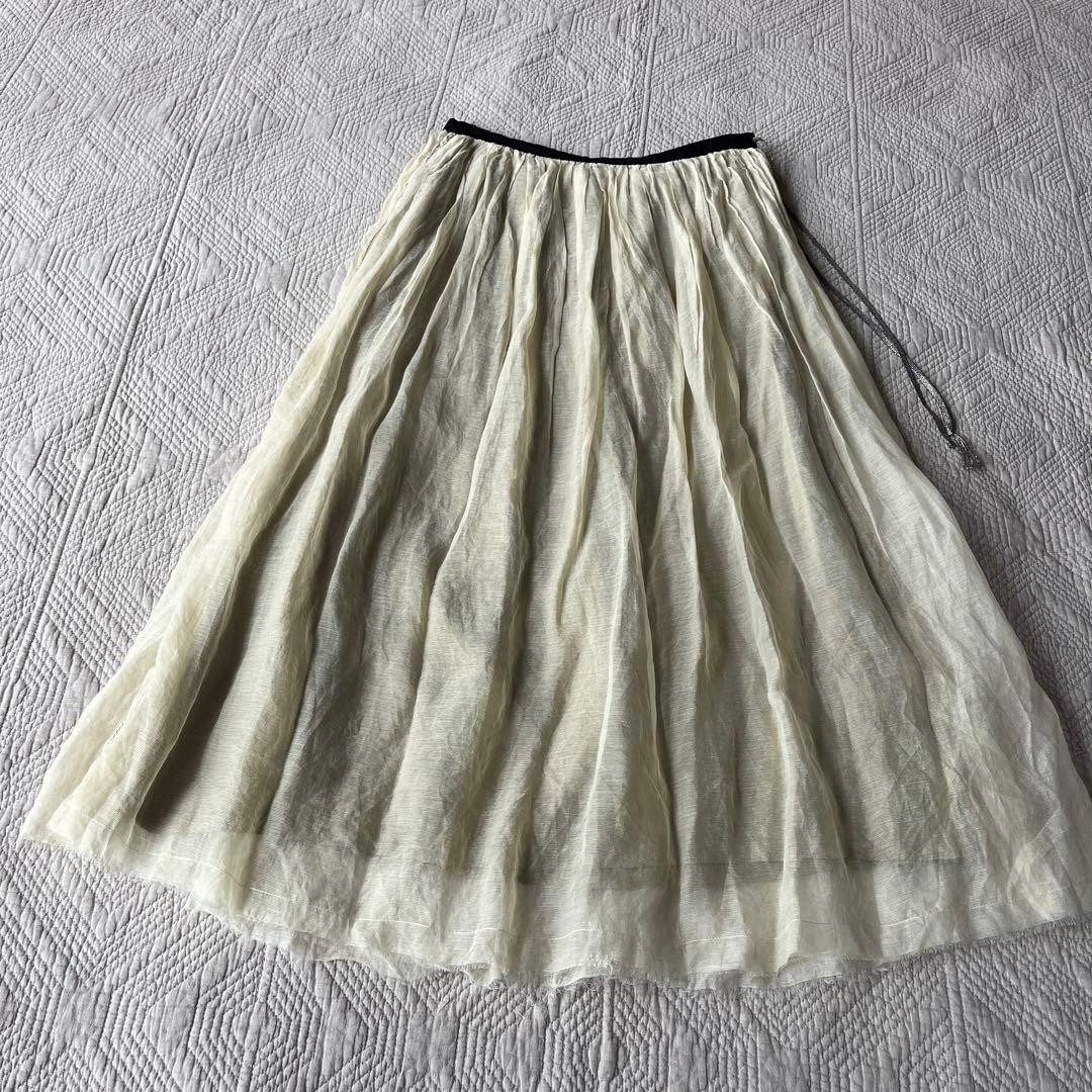 Pas de Calais Cotton Silk Blend Washed Skirt Size 38 Japan Used
