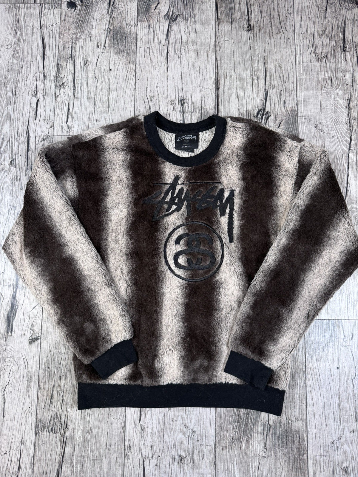 Stussy Sweatshirt Womens XS  Fleece Embroidered Fuzzy Sweater Skater Used