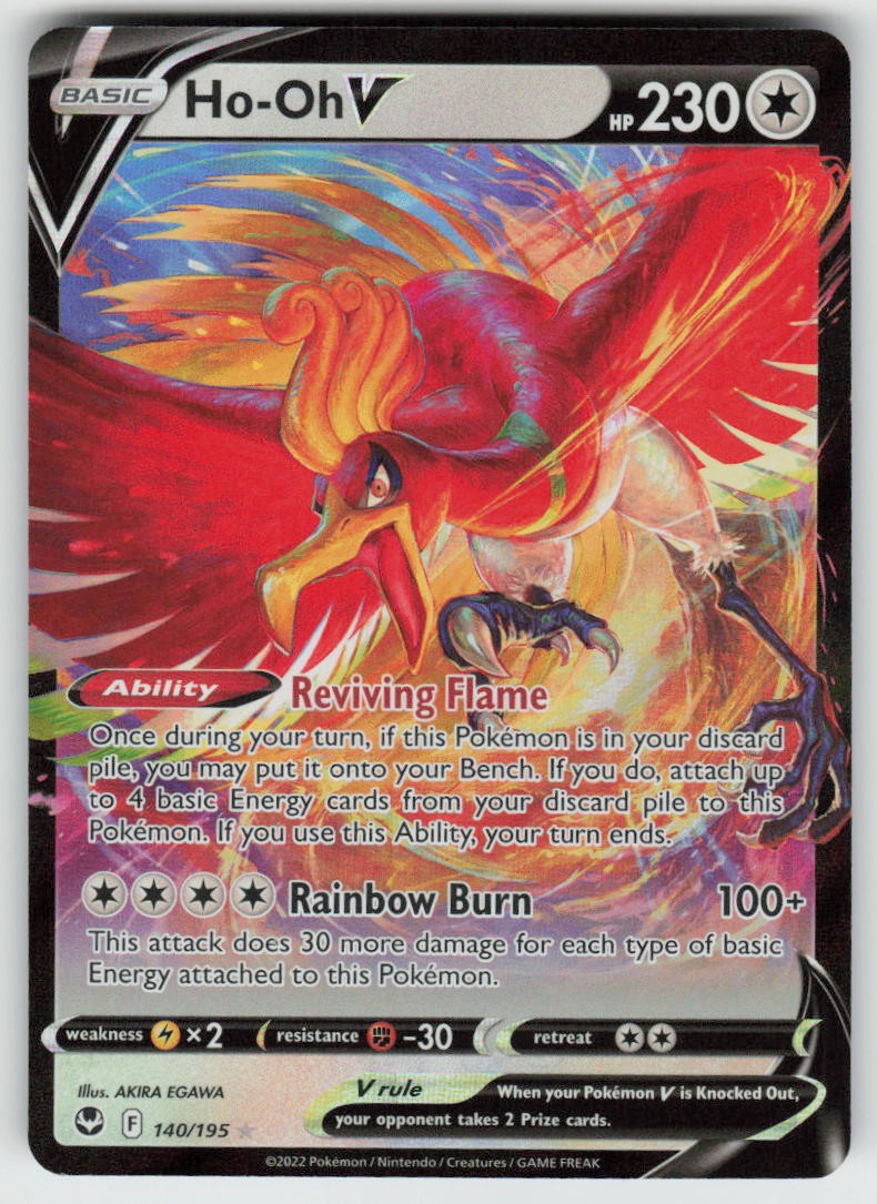 Ho-Oh V 140/195 Holo V Rare Silver Tempest Pokemon Near Mint Ho-Oh V 140/195 Holo V Rare Silver Tempest Pokemon Near Mint