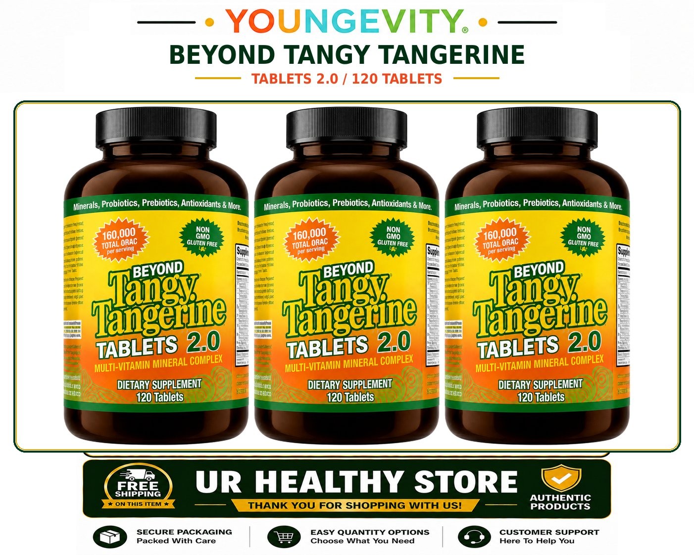 Youngevity Beyond Tangy Tangerine 2.0 120 Tablets (3 PACK) - BTT Supplement