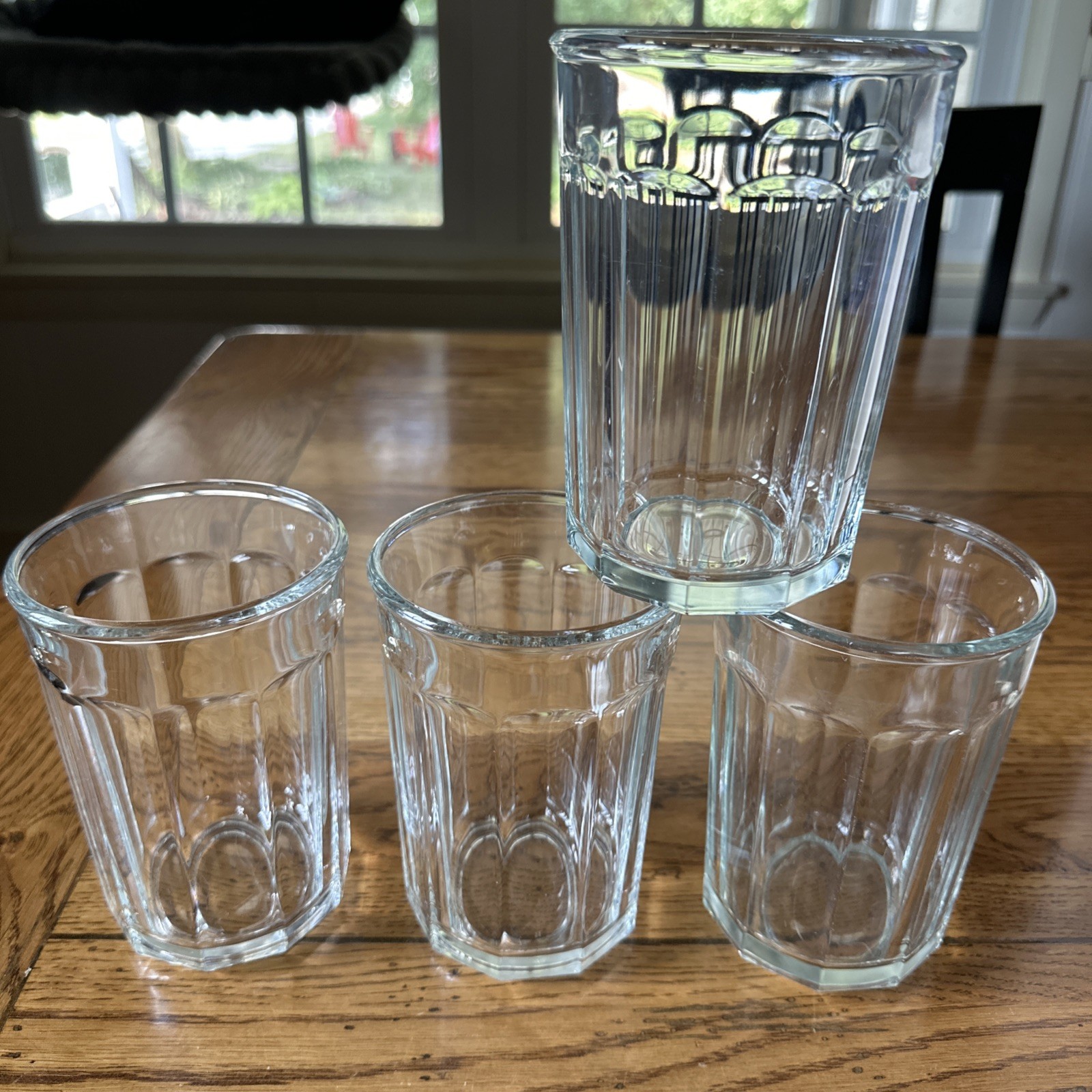 Vintage Luminarc 10 Panel Clear Working Glass Tumblers 21 oz 5.5” Tall Set of 4