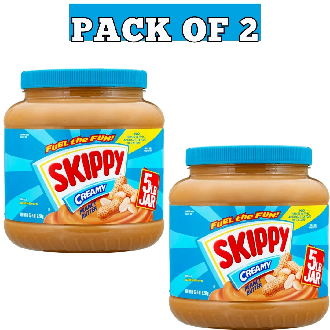 (2 Pack) SKIPPY Creamy Peanut Butter, 5 Pound Jars (2 Pack) SKIPPY Creamy Peanut Butter, 5 Pound Jars