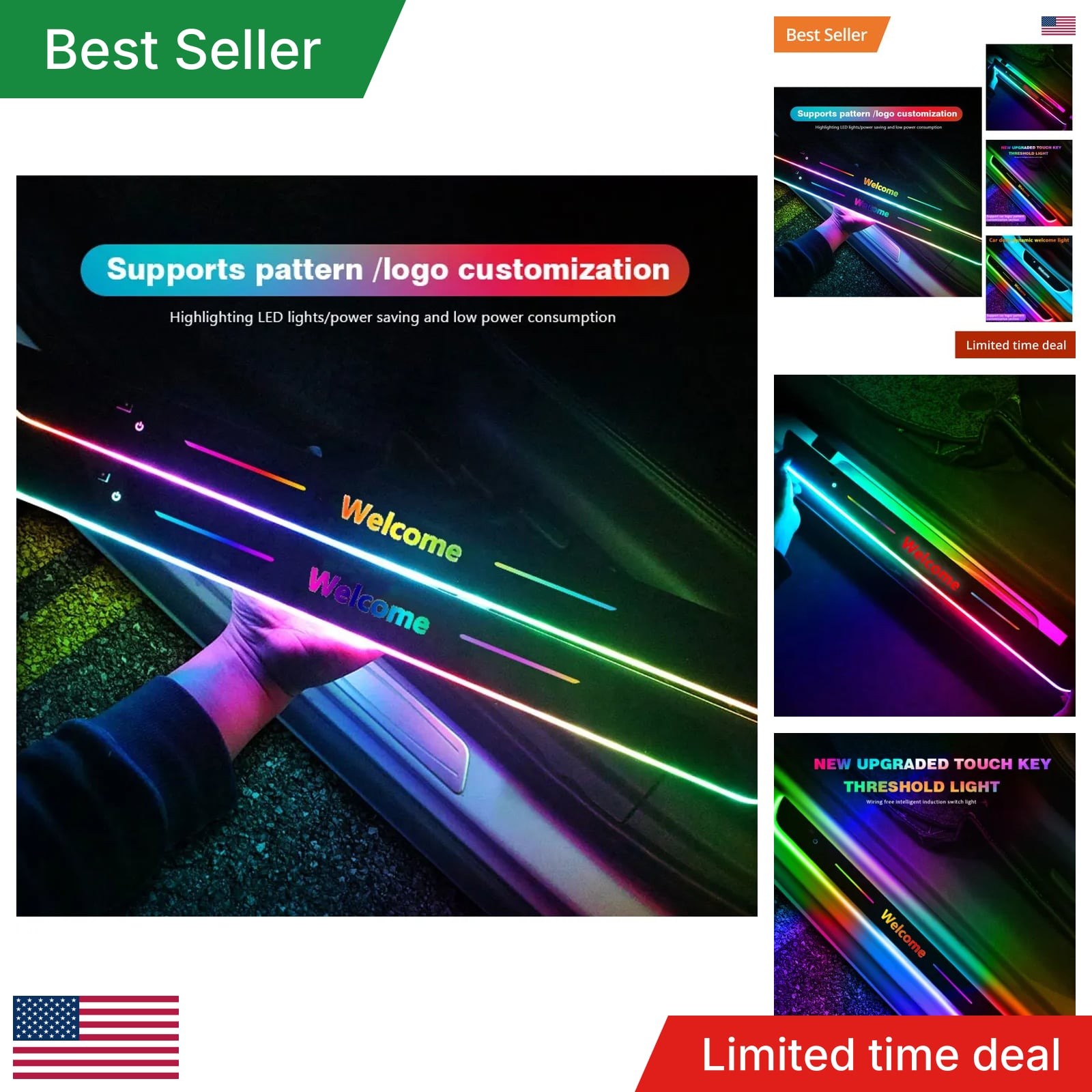 Car Welcome Door Sill Light Threshold Lamp Welcome Plate Pedal Light With
