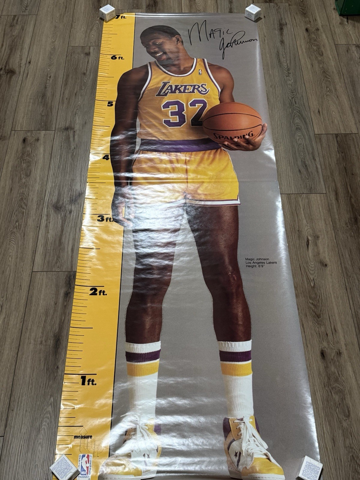 Vintage 1988 NBA Magic Johnson Measure Up LA Lakers Life Size Poster 84\ Vintage 1988 NBA Magic Johnson Measure Up LA Lakers Life Size Poster 84\
