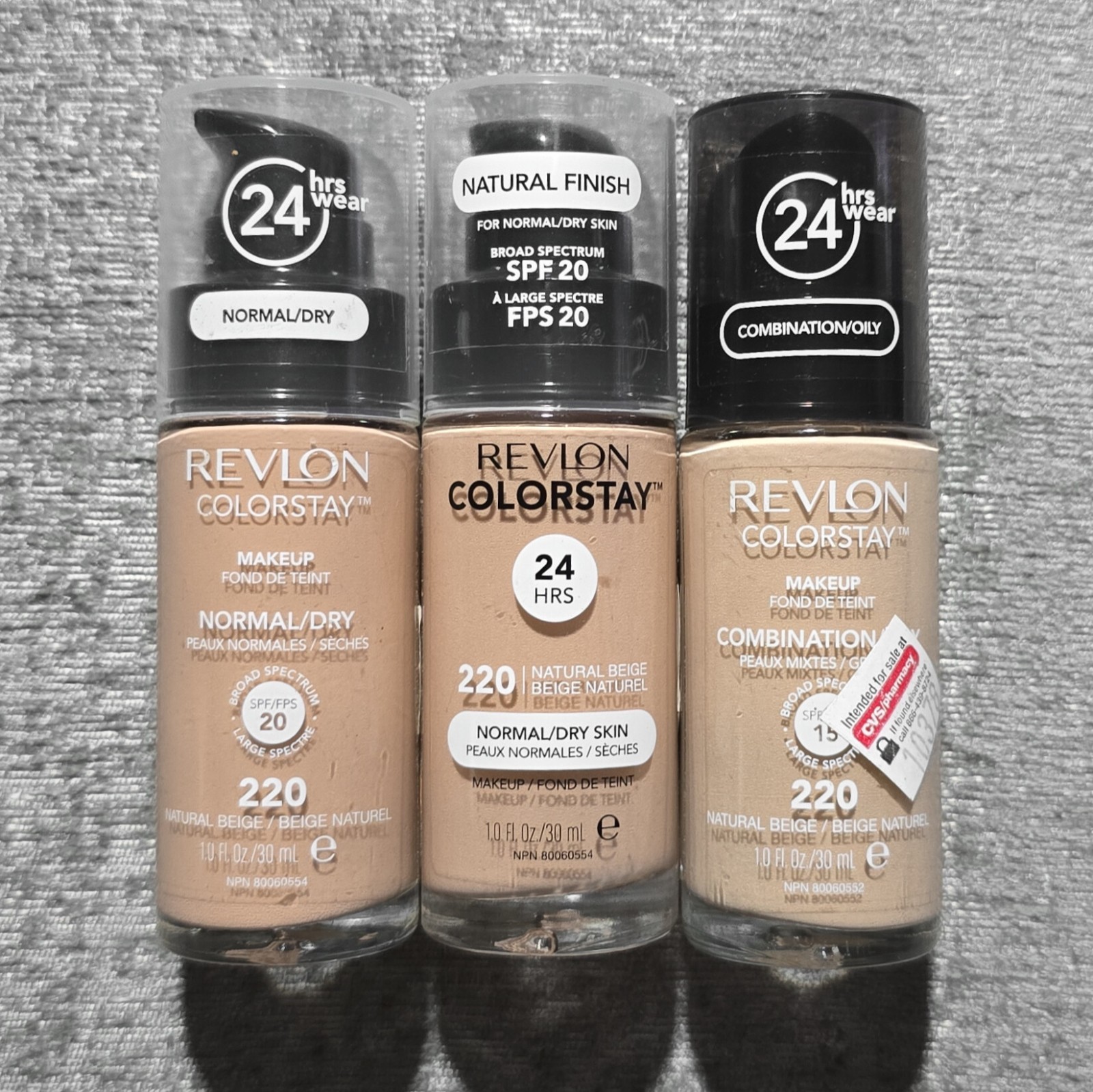 NEW Lot of 3 Revlon ColorStay 220 Natural Beige SPF Exp 2021