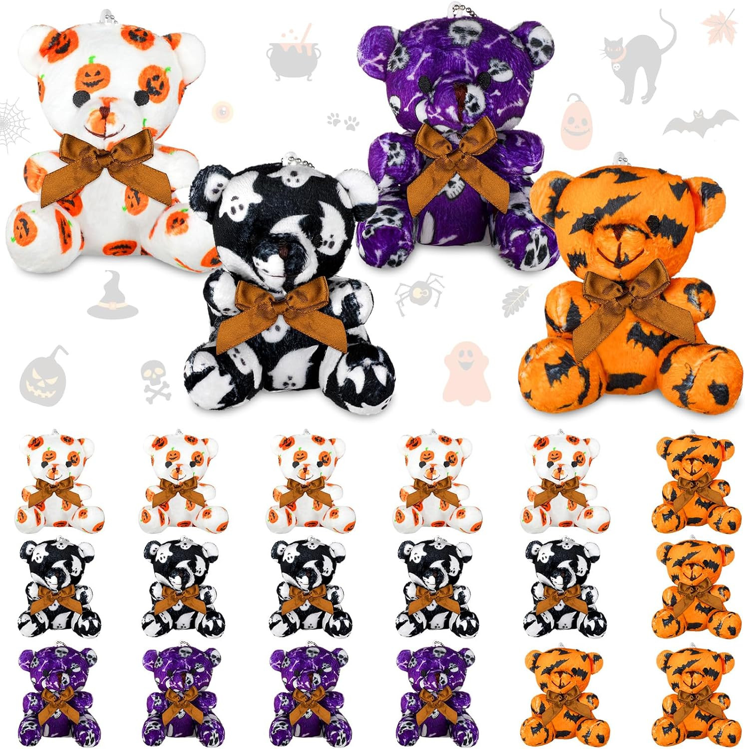 Haull 18 Pcs Halloween Stuffed Animals Plush Bears Bulk