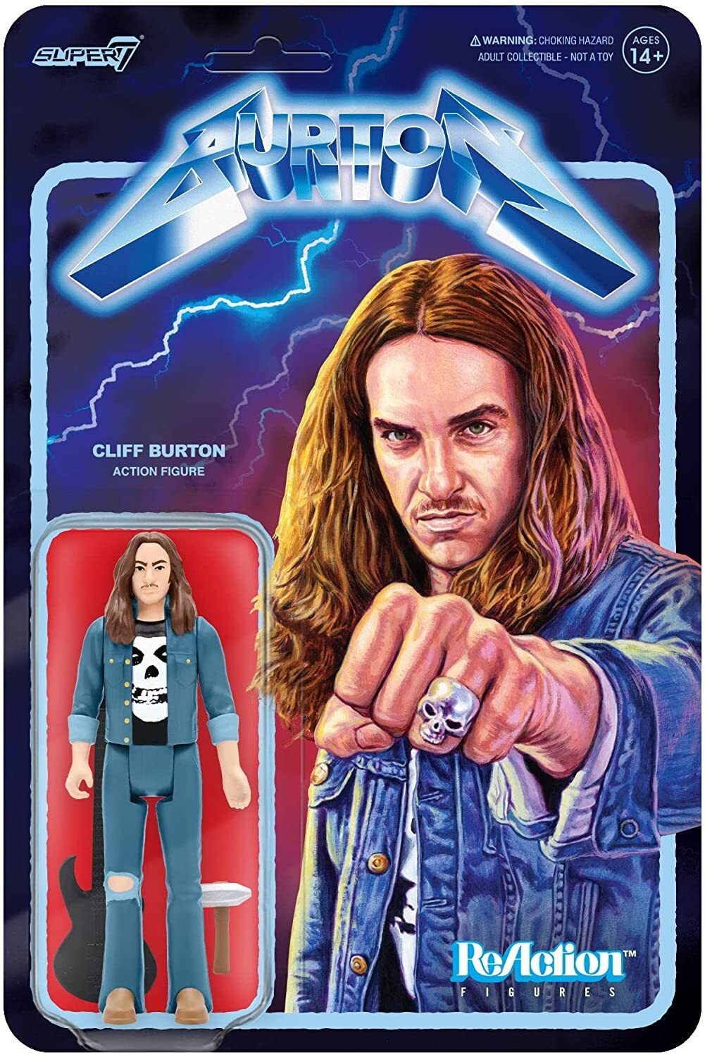 Metallica  Cliff Burton - ReAction Figure - Ride the Lightning   Super7  NEW