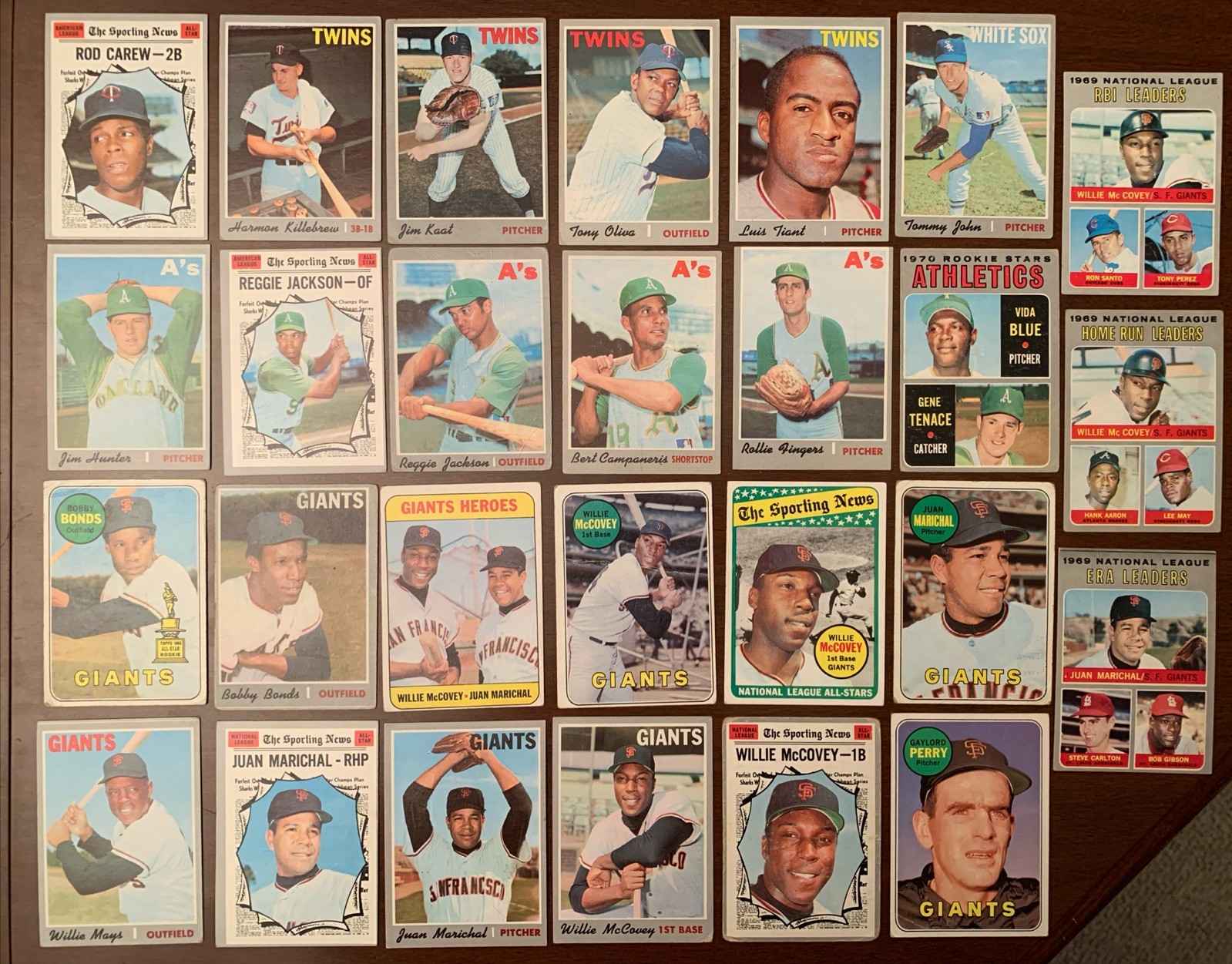 1969–70 Topps MLB Baseball Star Leader CARDS(27)Bonds/McCovey/Mays/Jackson/Carew