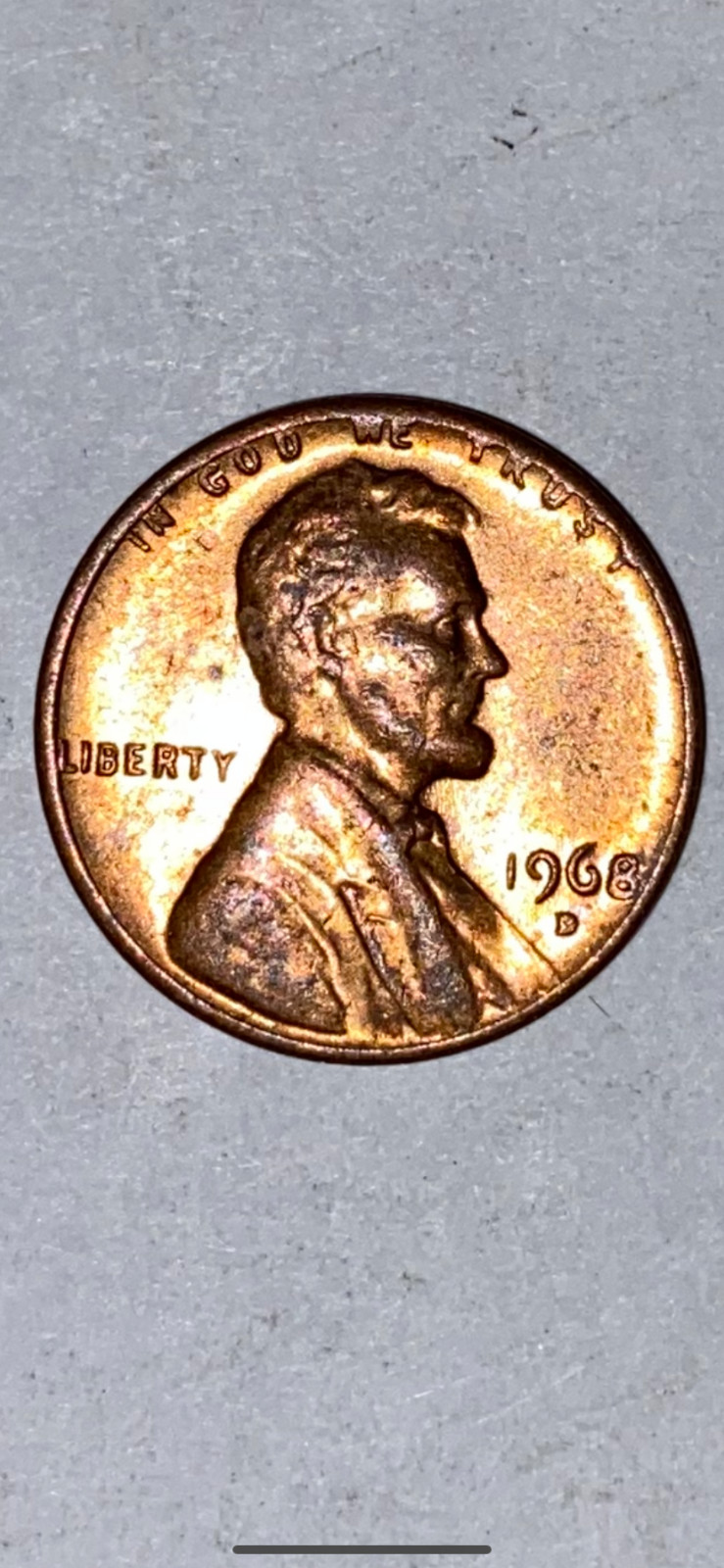 1968 D US LINCOLN PENNY Filled Mint Filled W in We