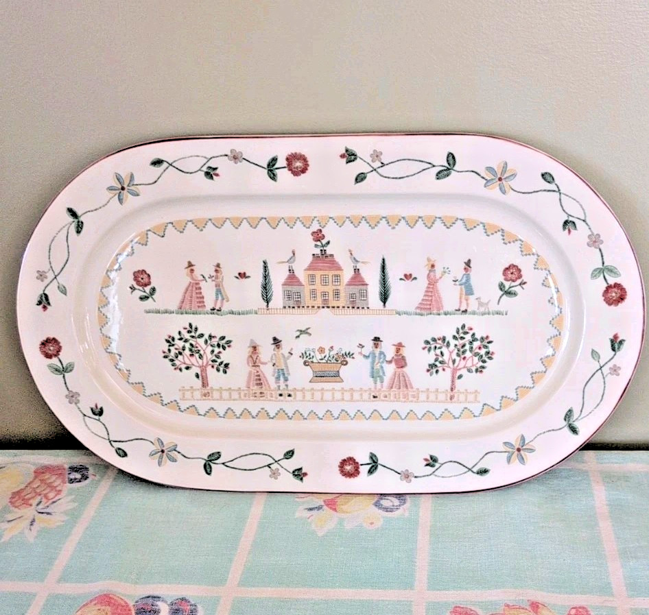 Vintage Villeroy & Boch American Sampler Oval Platter Luxumbour Country Core 16