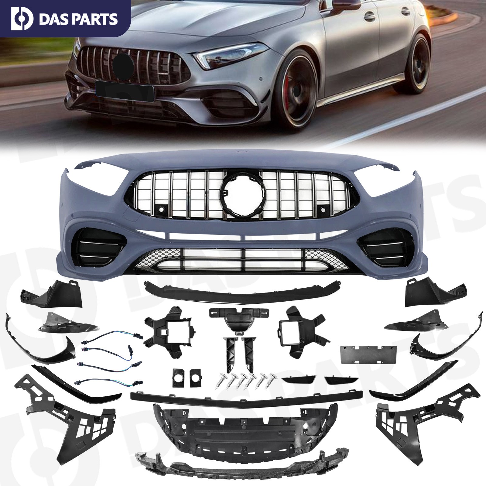 Front Bumper Set For 2019-22 Mercedes-Benz A-Class W177 A200/250/300 A45S Style