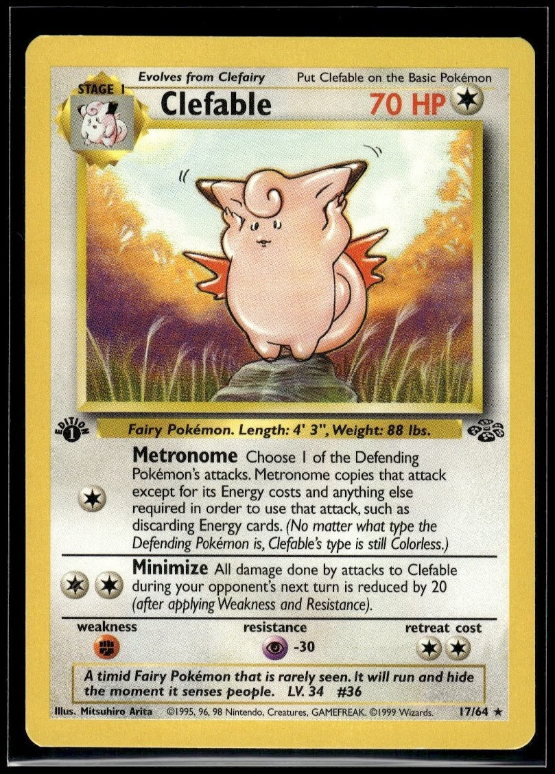 Pokemon Clefable First Edition 17 Jungle Rare Pokemon Clefable First Edition 17 Jungle Rare