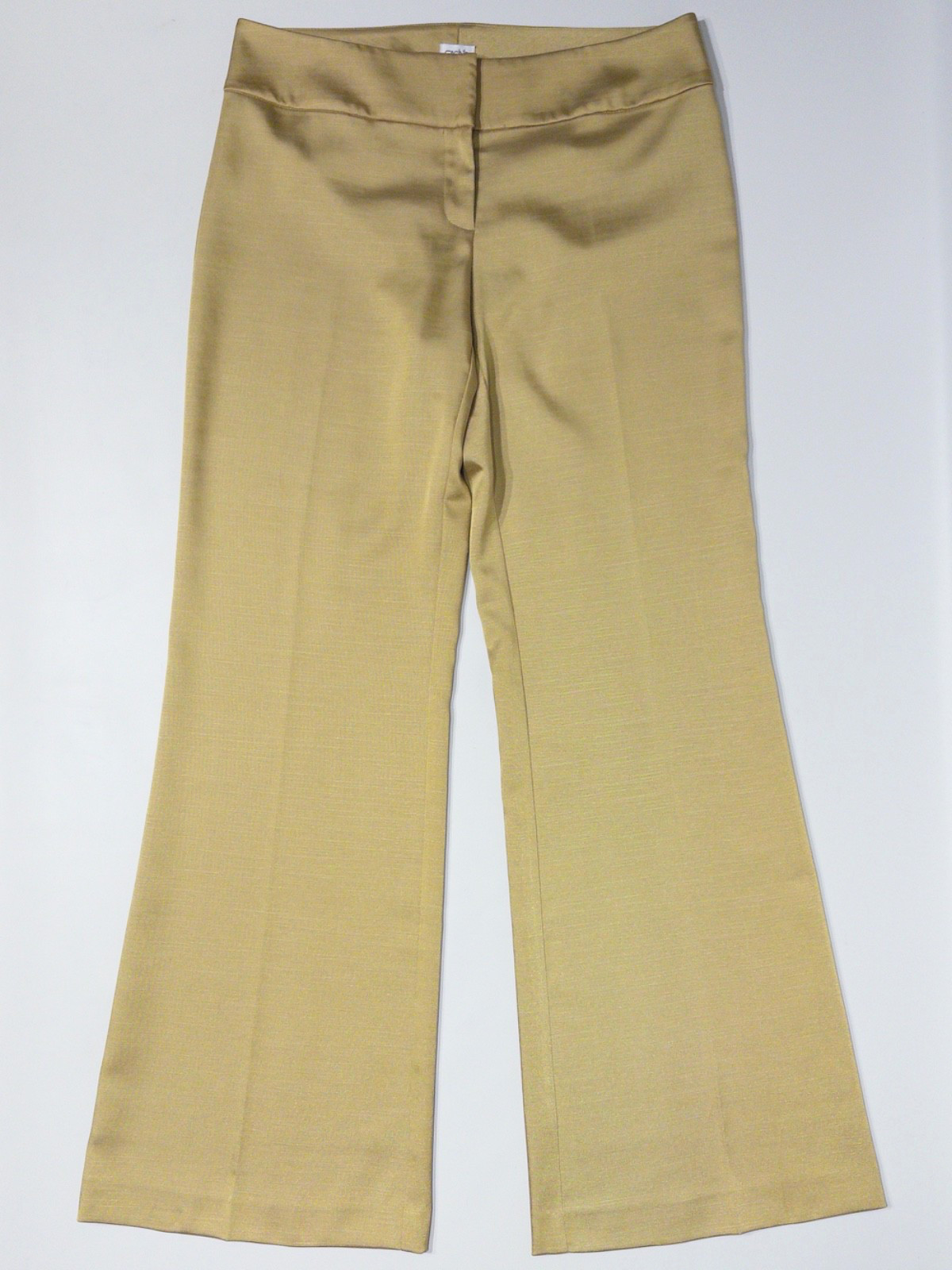 Cache Made in USA Shiny Golden Wide Leg Flared Stretch Trousers Women Size 8