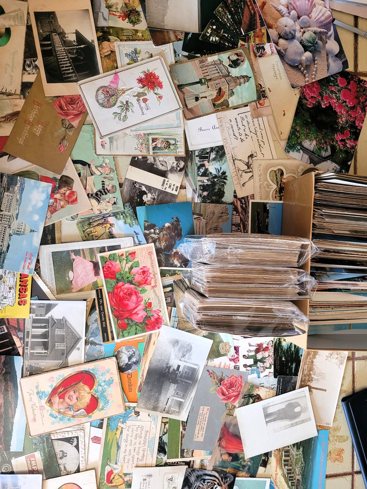 85+  Random DAMAGED Vintage Postcard s Crafts Journaling All Eras 1900s to 1990s