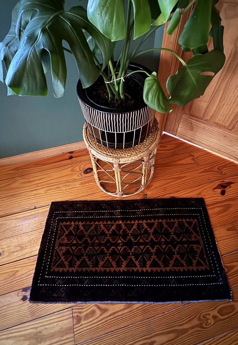 Vintage Authentic Afghan Baluchi Rug | Tribal Geometric Accent Rug