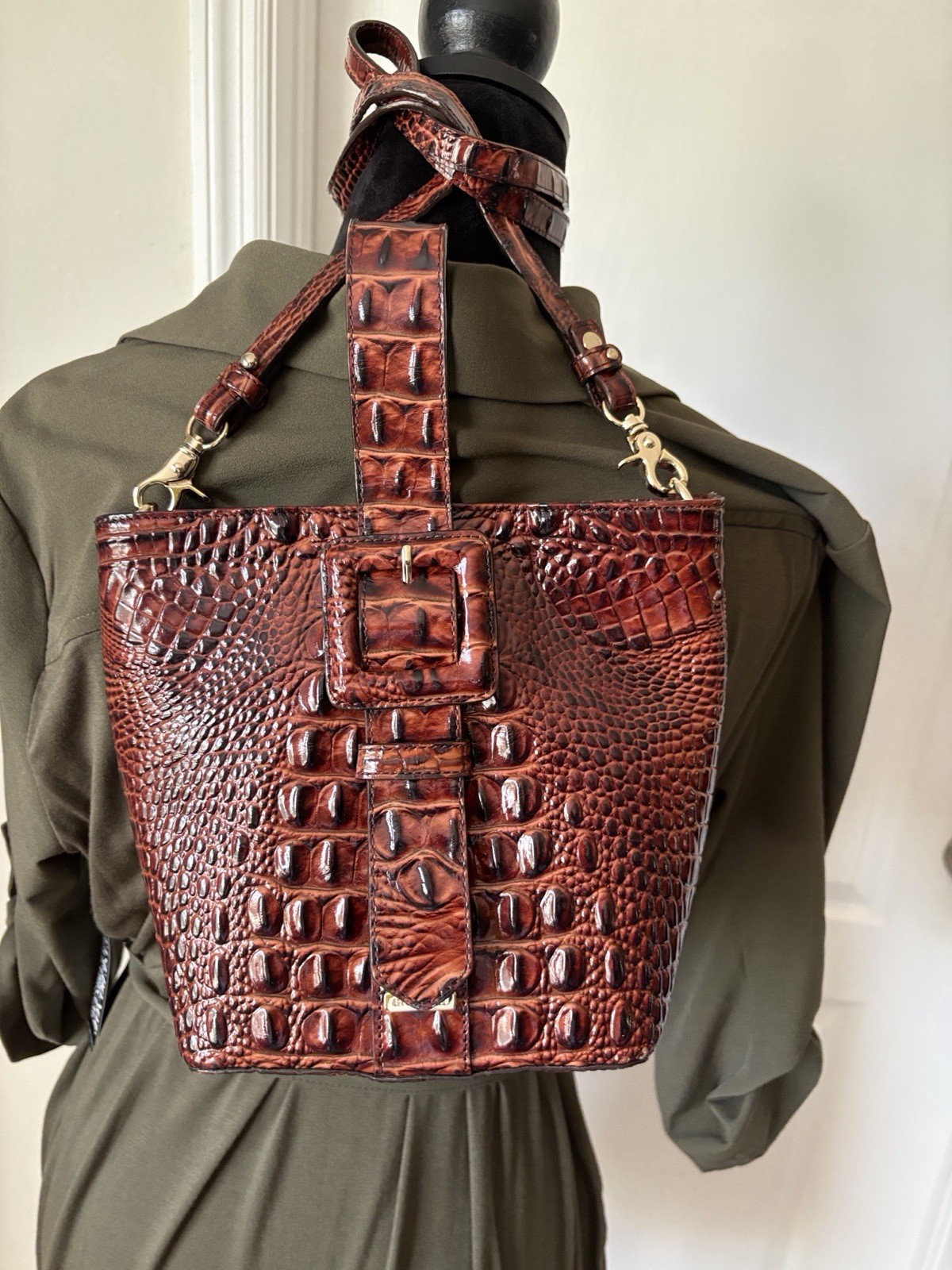 Brahmin Faith Pecan Melbourne Bucket Bag