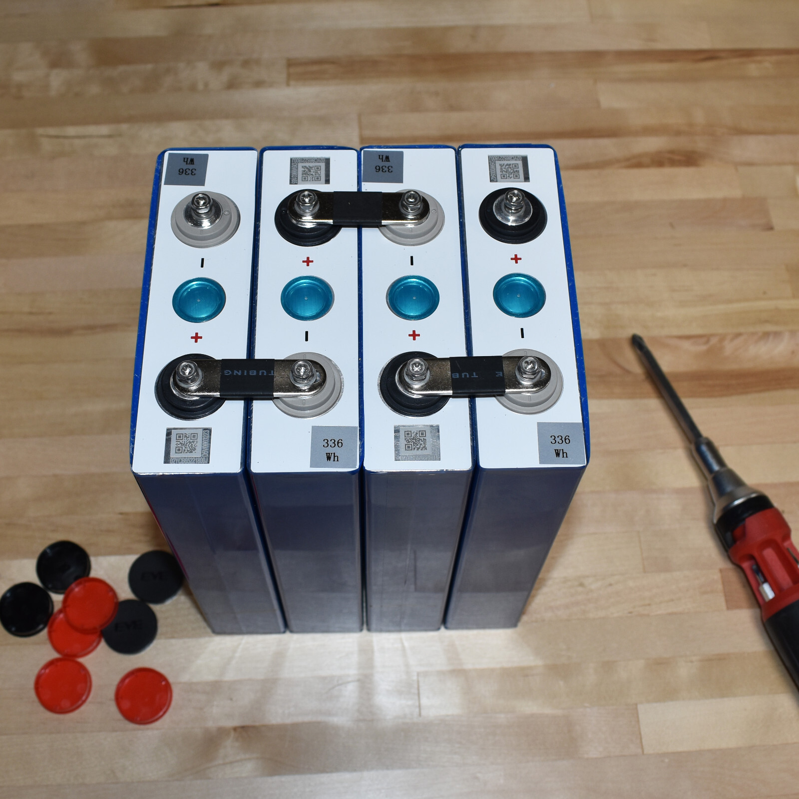 4 Pack EVE LF105 3.2V LiFePO4 for 12V 105Ah LFP Battery Bolts, Bus Bars Included