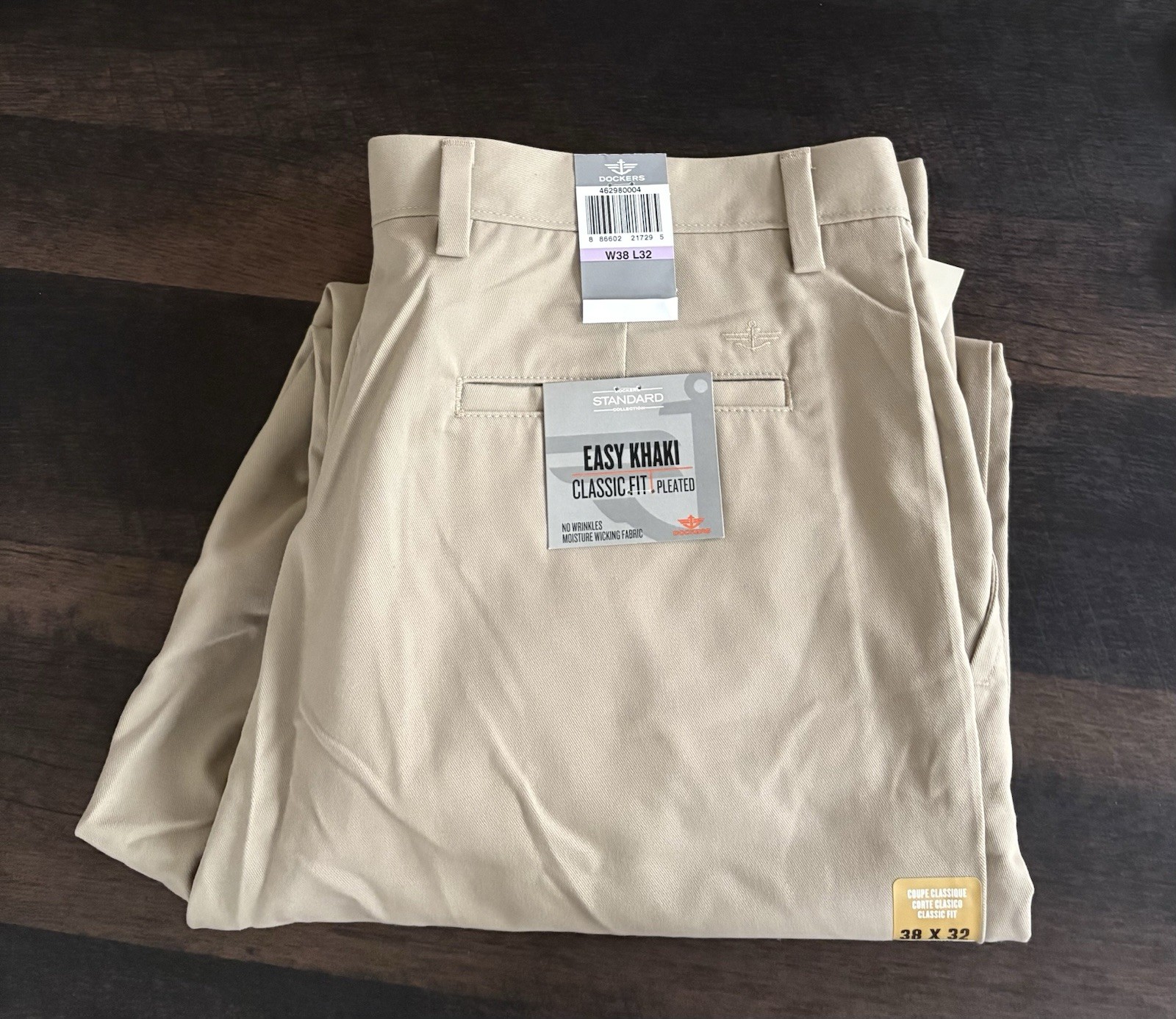 Dockers Classic Pants Mens Size 38X32 Signature Khaki Comfort Flex Pleated