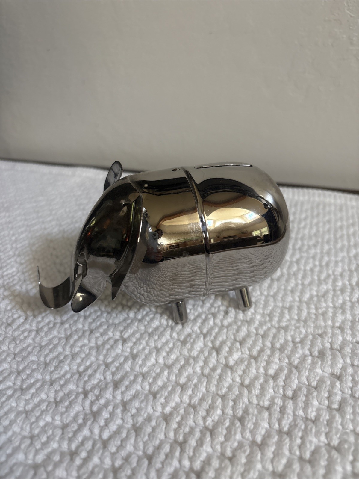 Vintage Raimond Inc Silverplate Elephant Coin Bank 1959 Metal Animal Figurine