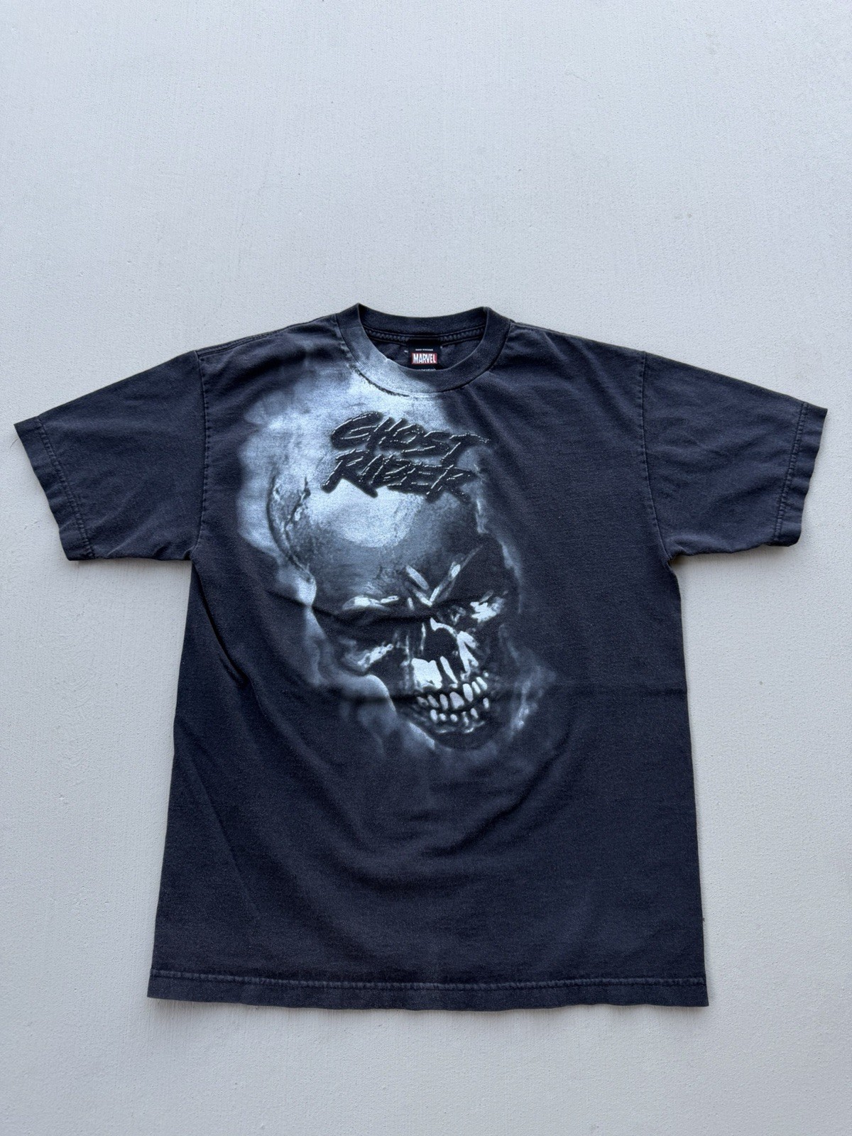 Vintage 2000’s Marvel Ghost Rider Skull Graphic Tee Black Short Sleeve Size L