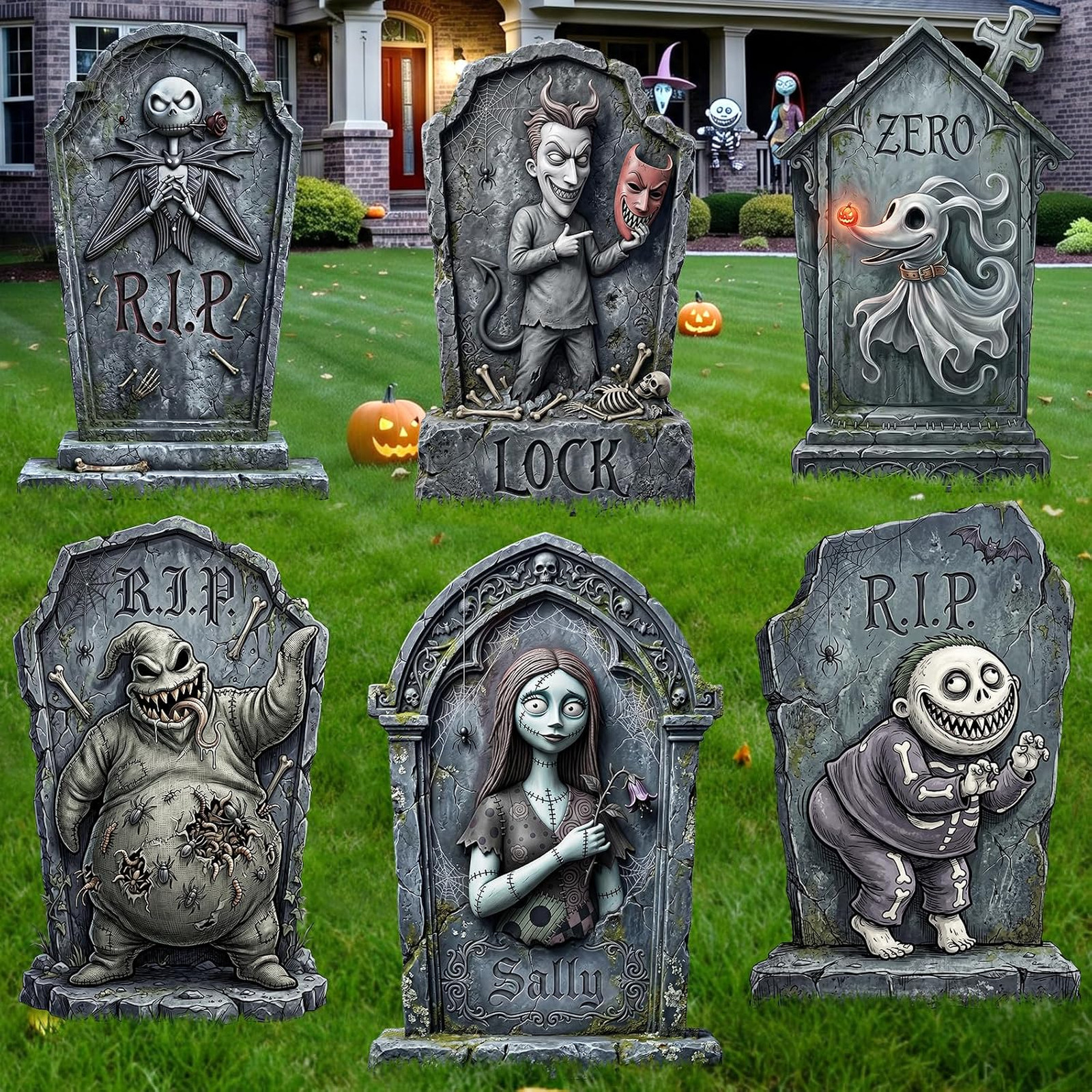 17 Inch Halloween Tombstones Outdoor Yard signs Graveyard Decorations