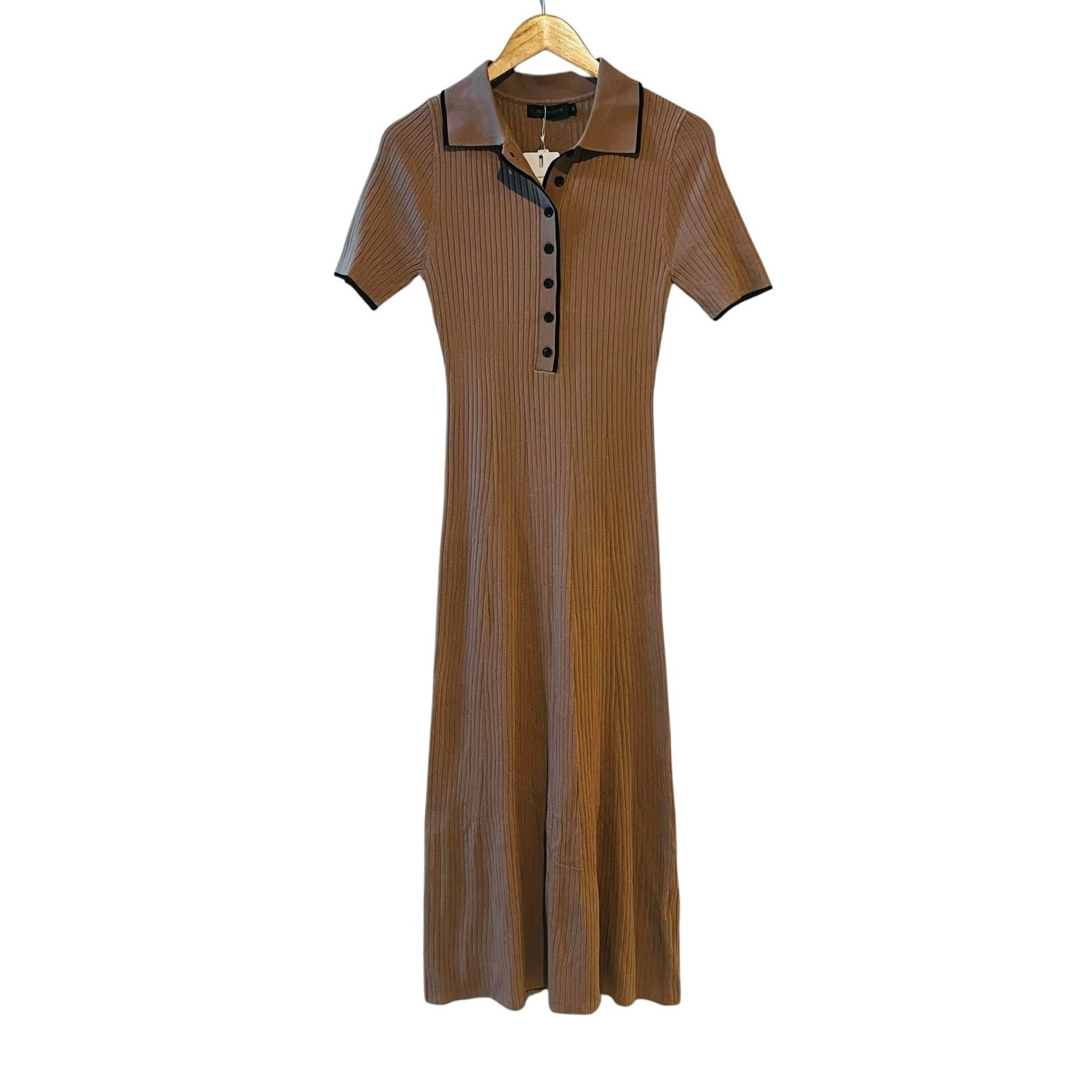 Merokeety Brown Polo Knit Sweater Dress Size M Medium NWT