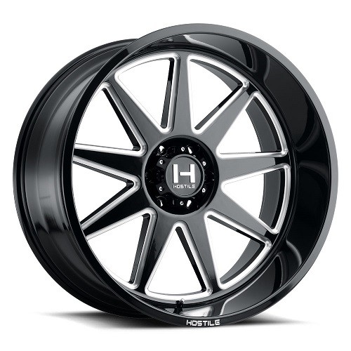 20x10 Hostile H121 Omega Blade Cut (Gloss Black & Milled) Wheel 5x5 (-19mm)