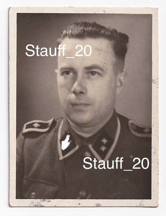 Rare WW2 Special Services Tech Sgt (Oscha.) NCO ID Type Photo (2.5x1.75 inches)