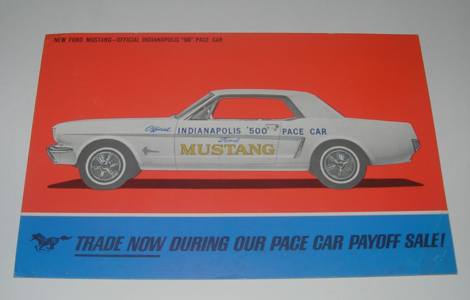 Original 1964 Mustang Indy Pace Car color postcard Original 1964 Mustang Indy Pace Car color postcard