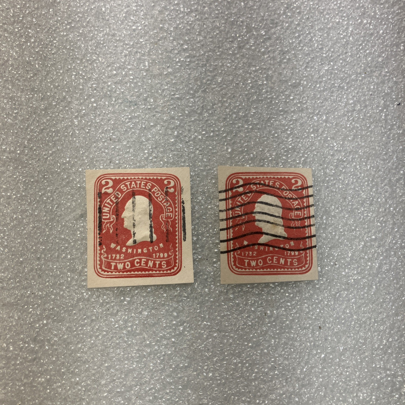 2 USED/Cancelled 1901 RARE US Postage George Washington 1732-1799 RED 2c Stamps.