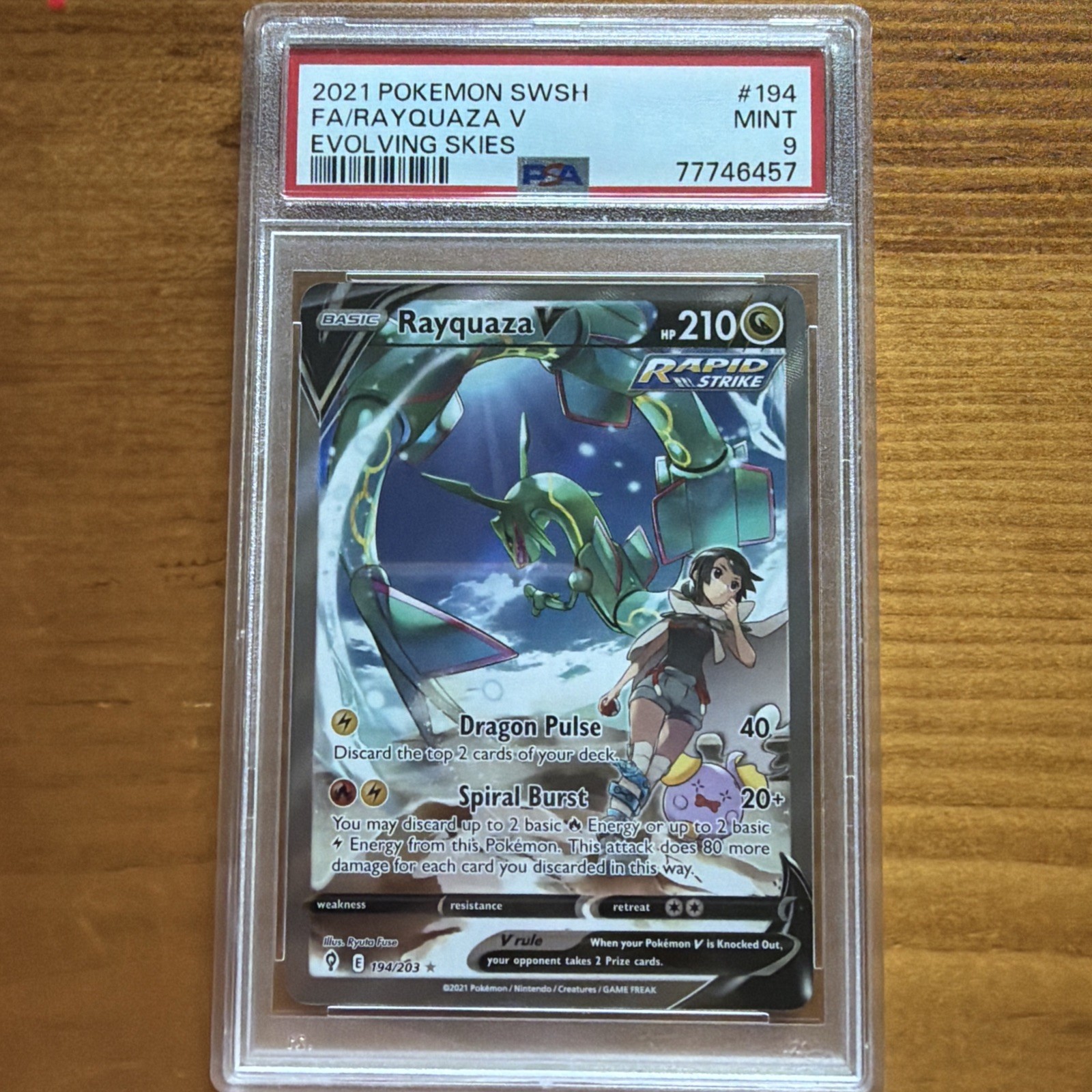 Pokemon 2021 SWSH Evolving Skies Rayquaza V #194/203 PSA 9 MINT Pokemon 2021 SWSH Evolving Skies Rayquaza V #194/203 PSA 9 MINT