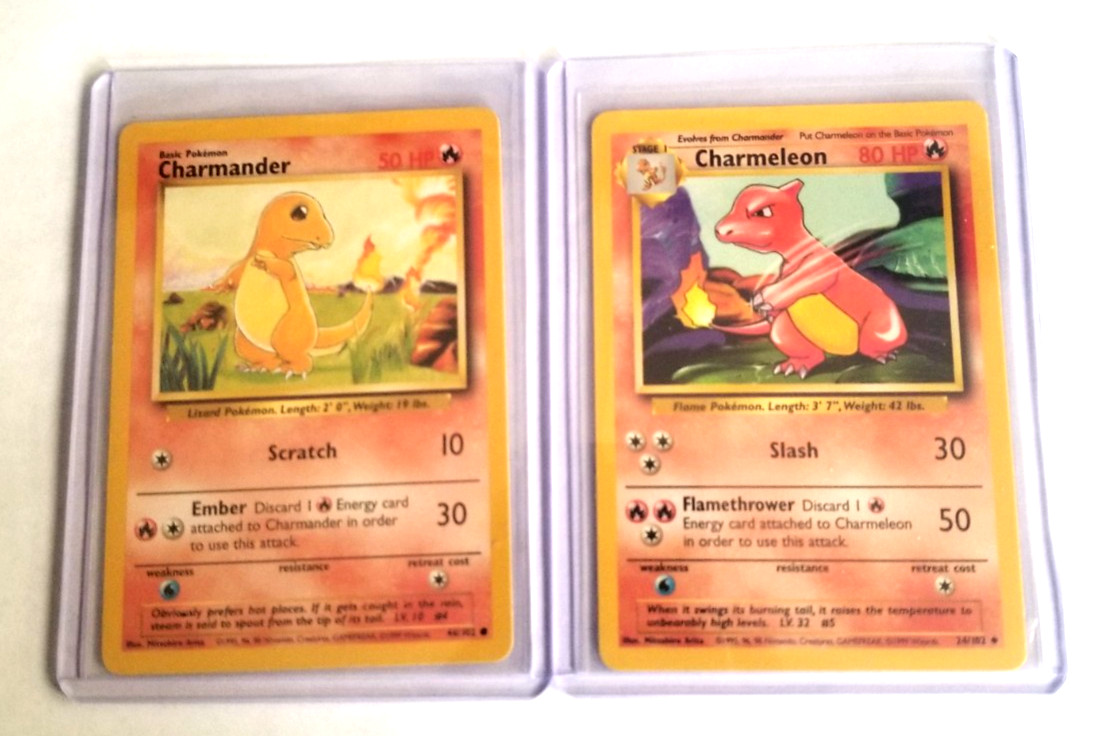 Charmander 46/102 + Charmeleon 24/102 - Base Set - Pokemon - Near Mint Charmander 46/102 + Charmeleon 24/102 - Base Set - Pokemon - Near Mint