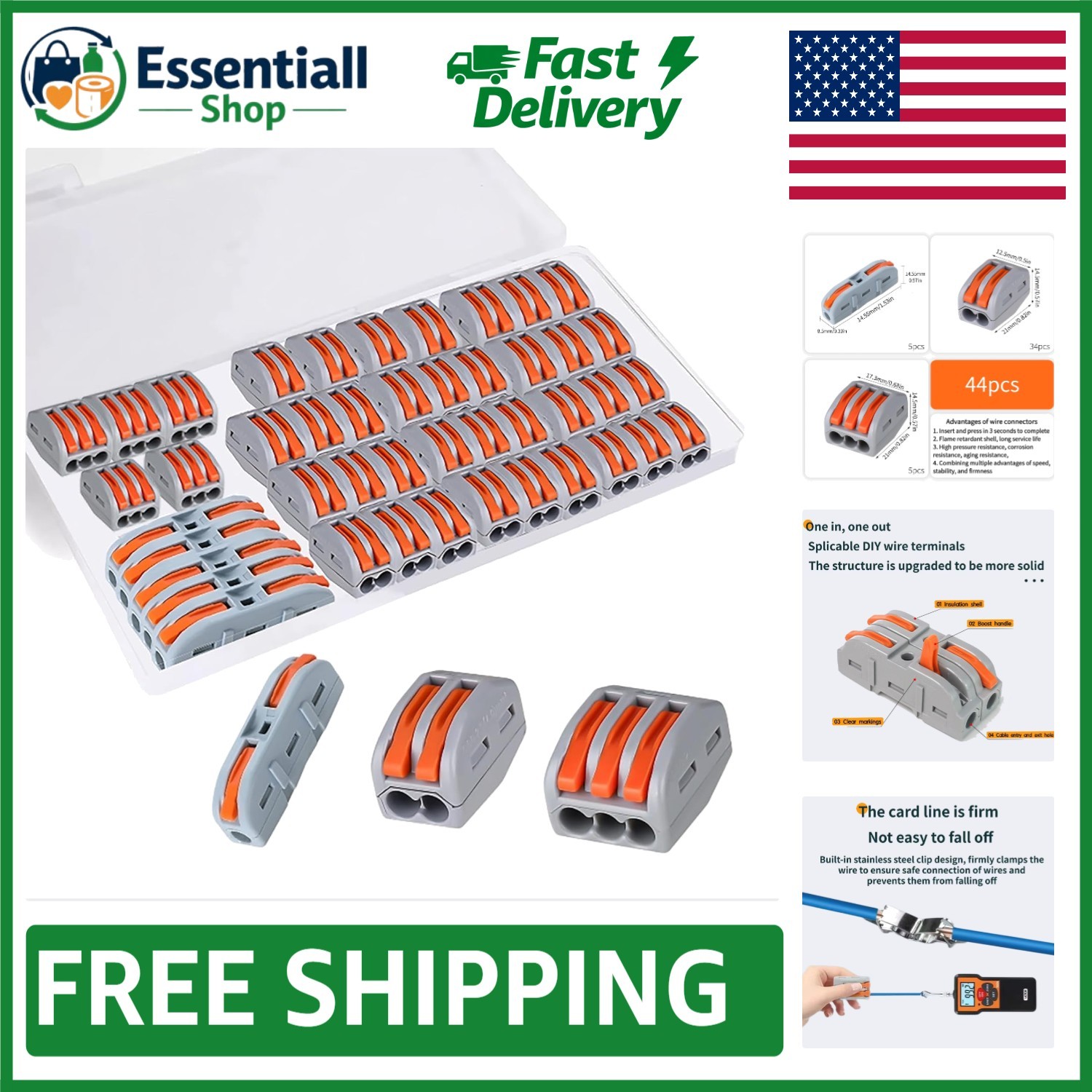 Versatile 44 PCS Wire Connector Kit for Speaker, Lighting, and Automotive Wiring