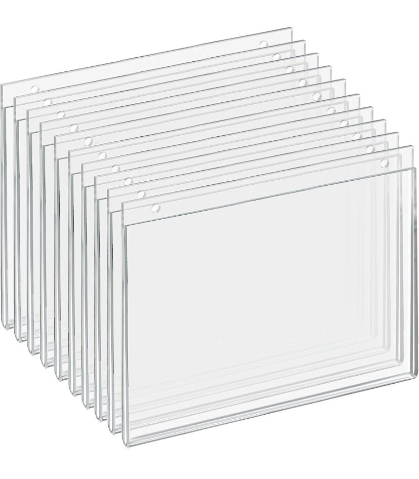 Azar 162715 Acrylic Horizontal Wall Mount Sign Holder, 10 Count, 11 x 8.5in Azar 162715 Acrylic Horizontal Wall Mount Sign Holder, 10 Count, 11 x 8.5in