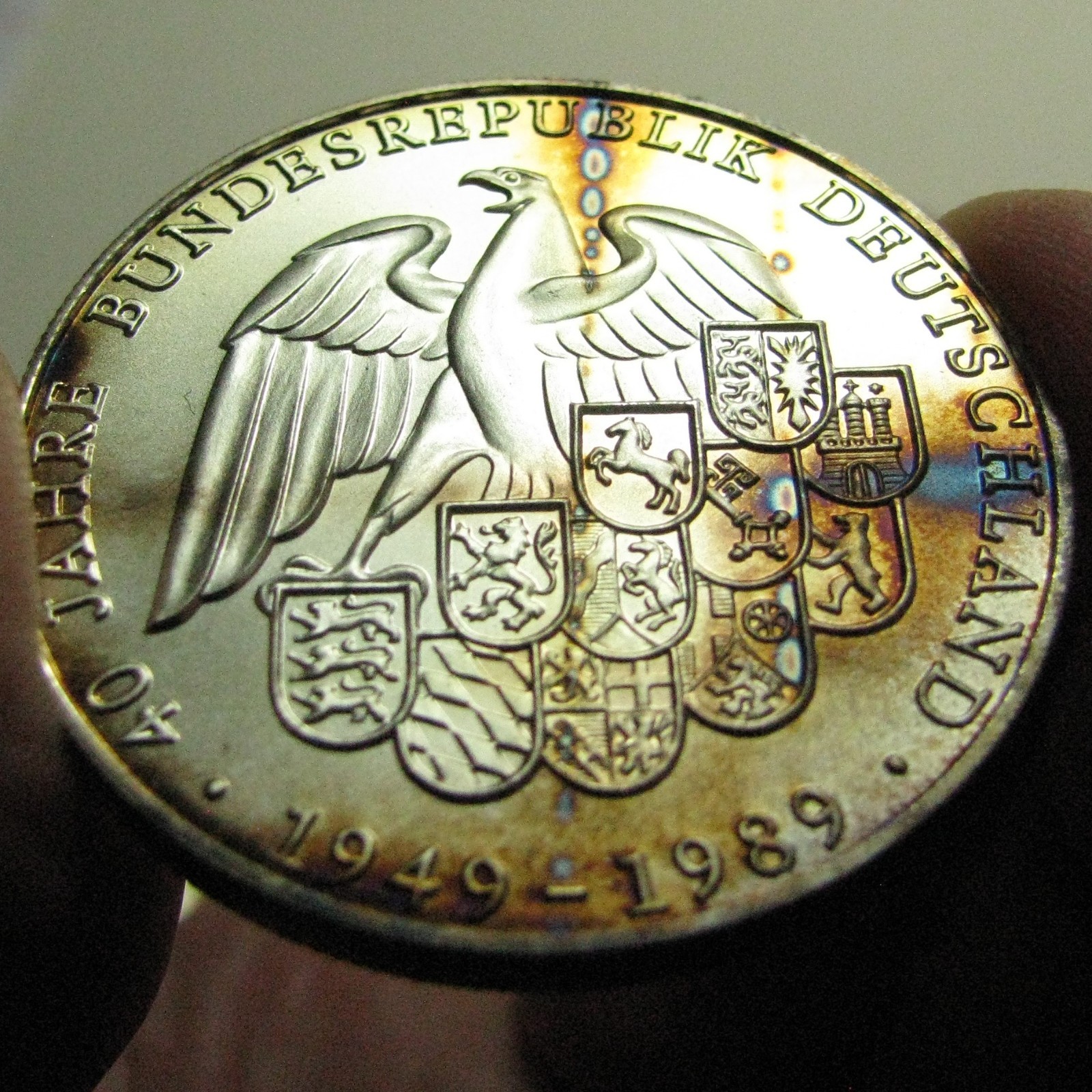 1989 Germany, 1 troy ounce, .999 Silver Medal, Fall of the Berlin Wall, Toned
