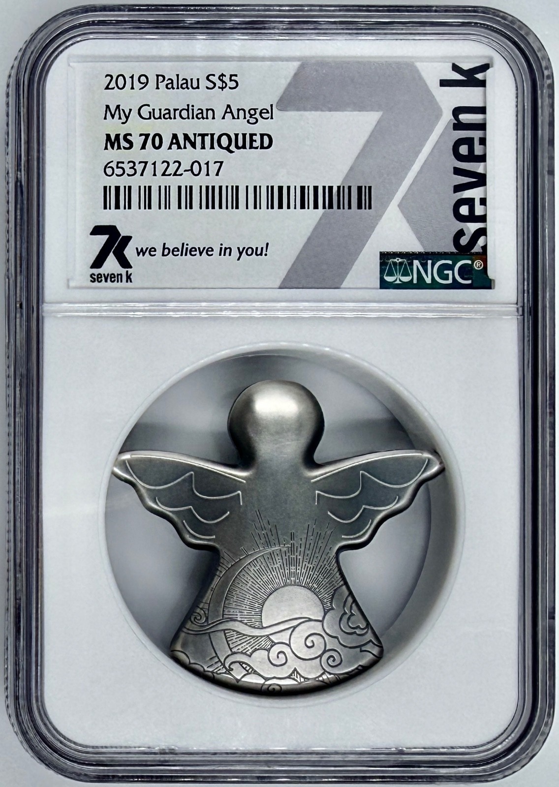2019 Palau Silver $5 My Guardian Angel NGC MS 70 Antiqued 2,500 Mintage SevenK 2019 Palau Silver $5 My Guardian Angel NGC MS 70 Antiqued 2,500 Mintage SevenK