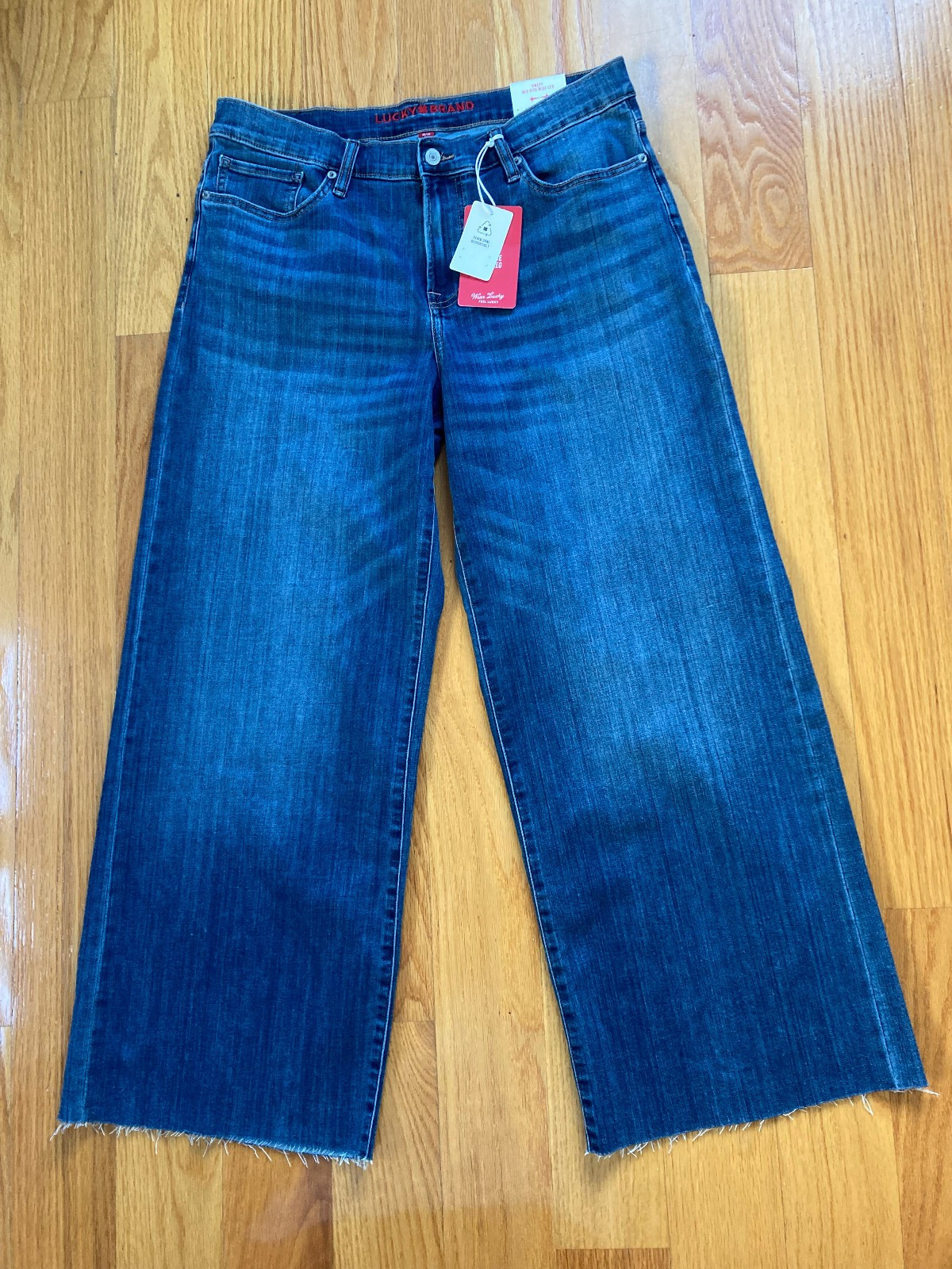 NWT Lucky Brand Wide Leg Mid Rise SWEET Denim 5 Pocket Jeans Sz 12/31 Blue