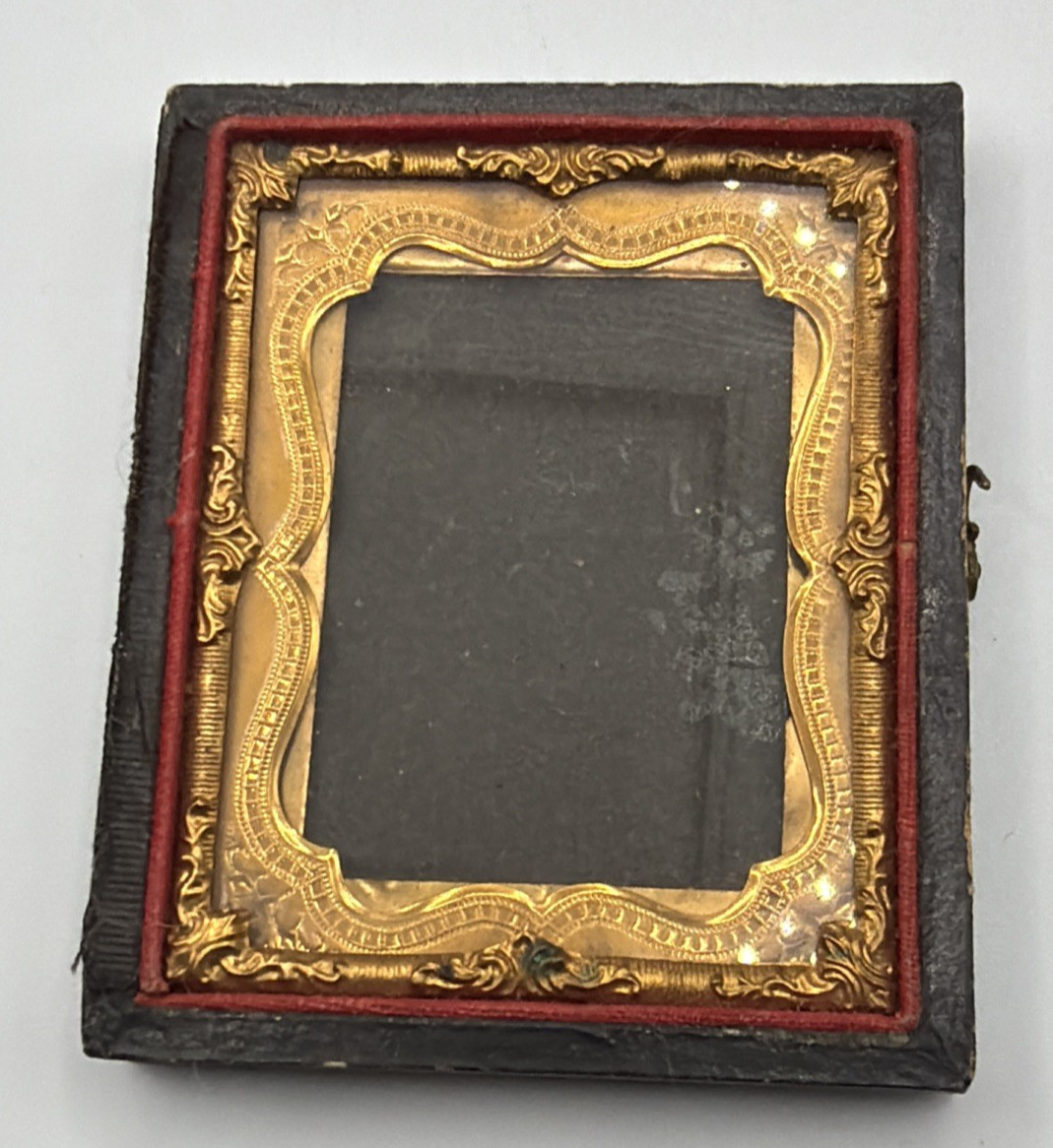 Antique 1880s Leather Daguerreotype Half Case (EMPTY)