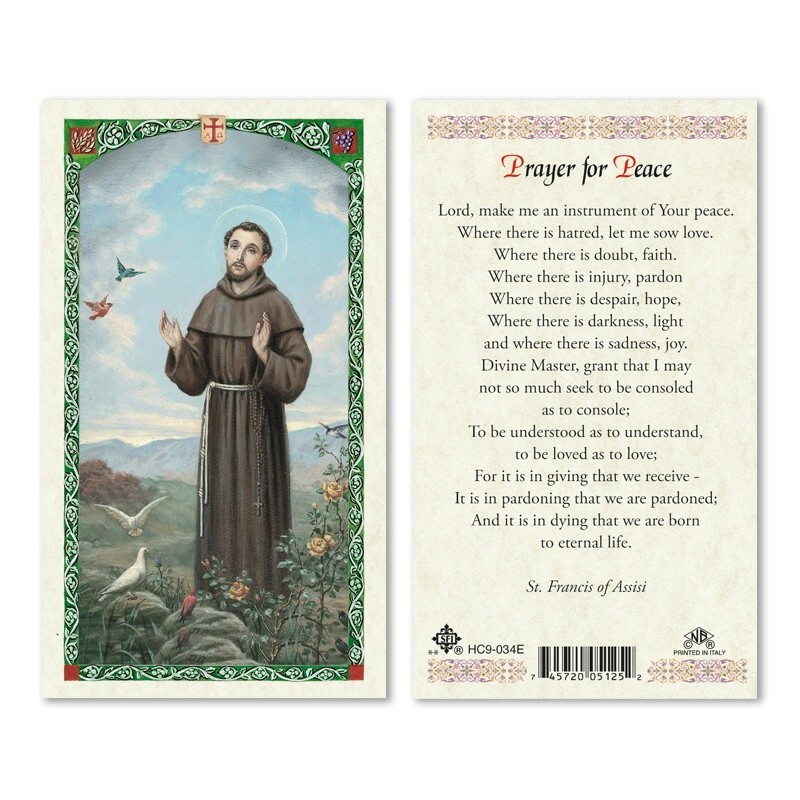 Saint Francis Prayer for Peace laminated Prayer Card