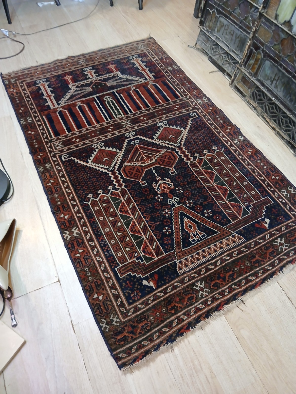 Vintage Afghan Handmade Baluchi Rug Tribal Rug (61 in x 39 in) 
