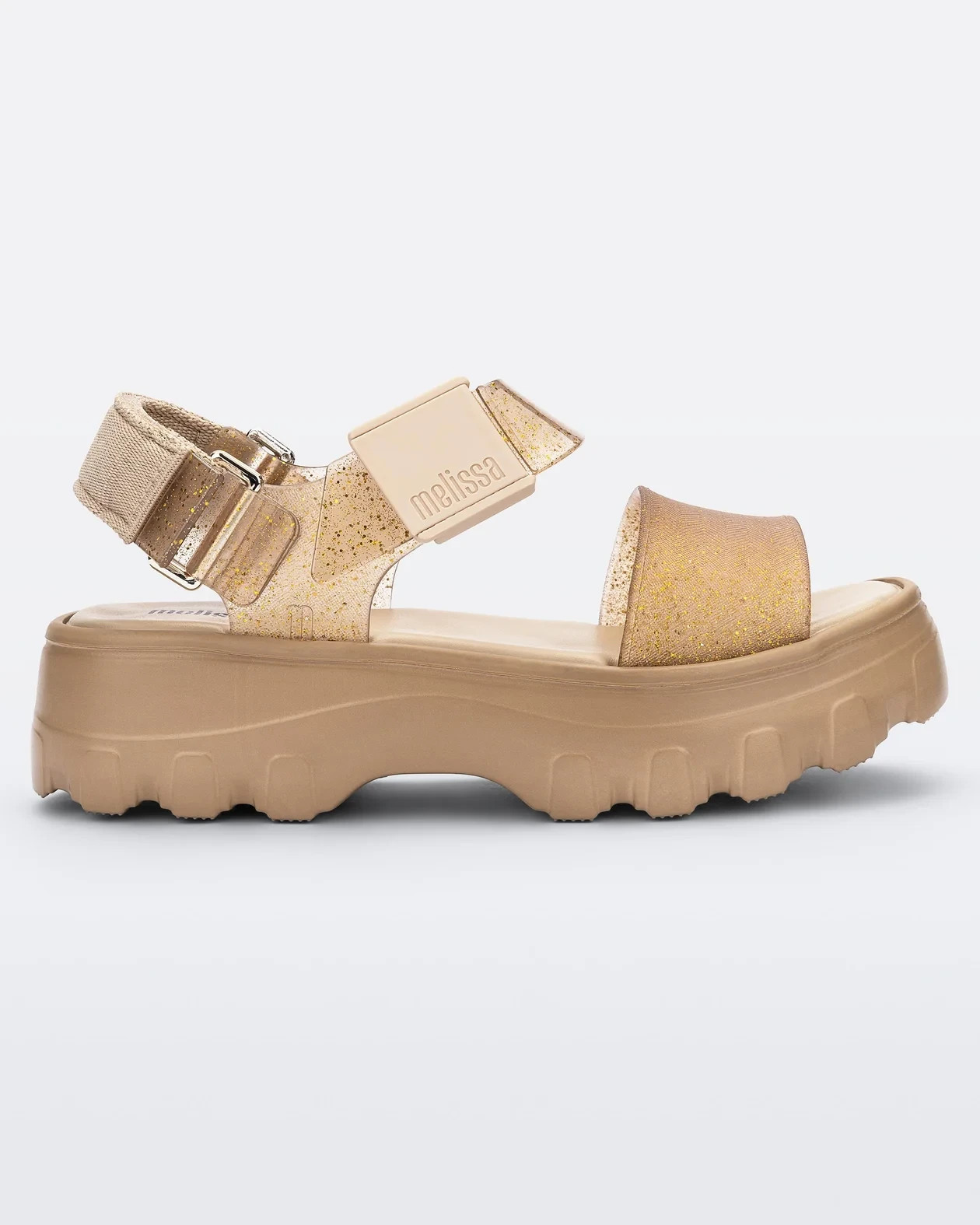 NIB Melissa Kick Off Sandal Beige and Gold Size 7