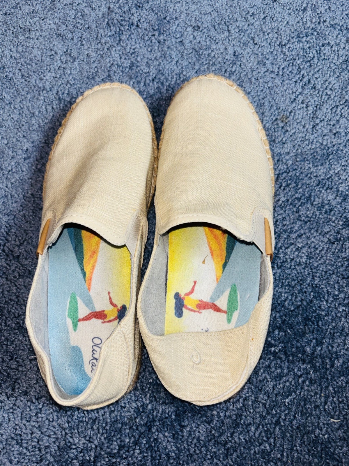Olukai Women\'s Size 9 Kaula Pa\'a Kapa beige Convertible Espadrille Shoes