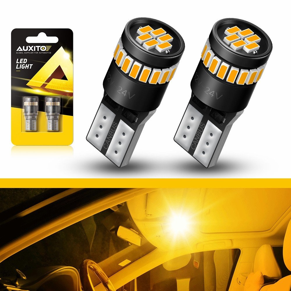 T10 LED Plate License Light Bulbs 3000K Super Bright Amber 168 2825 194 2-20X