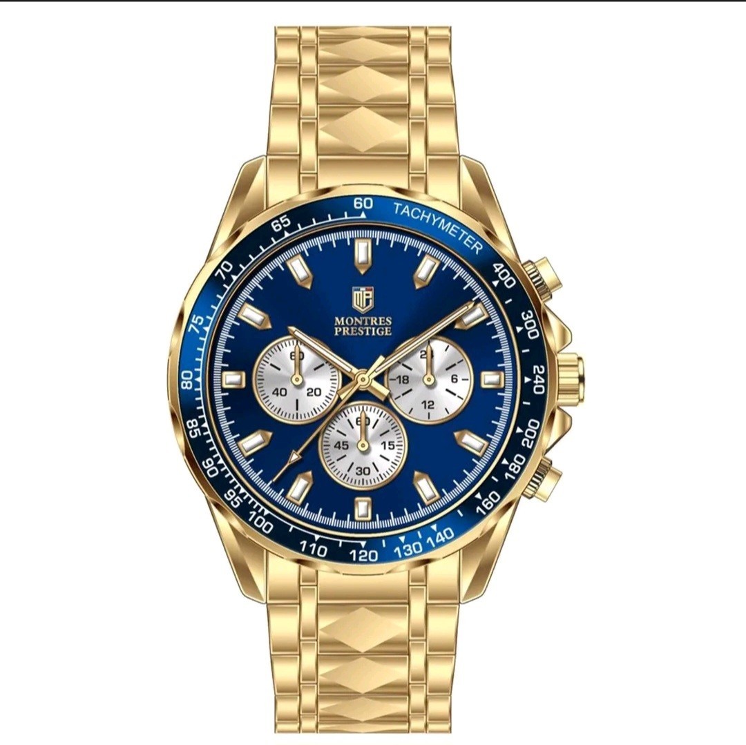 ⌚ Montres Prestige Men's Watch – 44mm Gold (MPW-0349) New in Box ✨💛